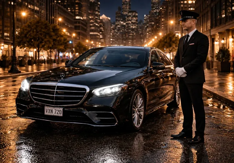 Black Car Service Chicago with a luxury chauffeur-driven vehicle for executive, airport, and VIP transportation.