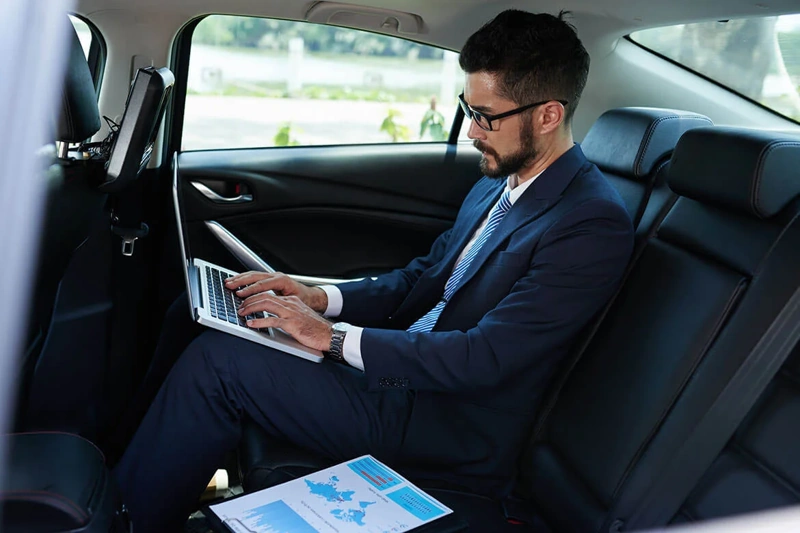 Corporate transportation with a luxury chauffeur-driven vehicle for executive and business travel.