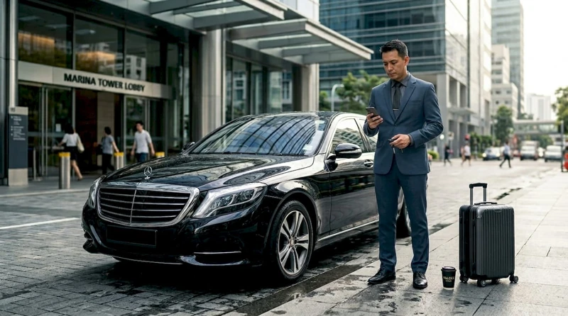 Executive chauffeur service with a luxury vehicle and professional chauffeur for premium business transportation.