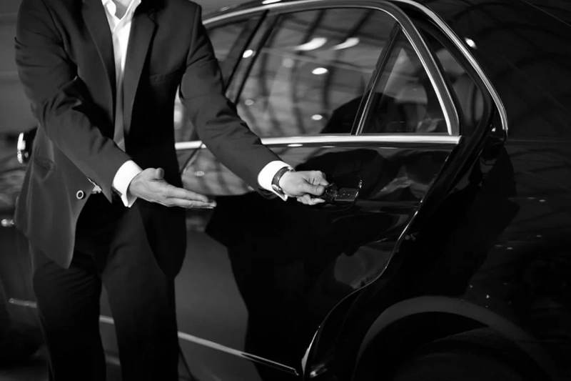 Private chauffeur service in Chicago with a luxury vehicle for executive, airport, and personal transportation.