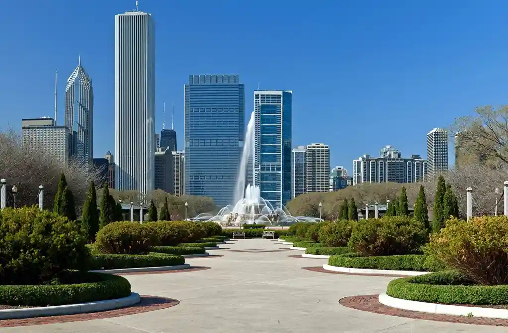 Luxury limo service from Chicago to Racine featuring a sleek black stretch limousine traveling on a scenic highway, showcasing premium long-distance transportation and comfort.