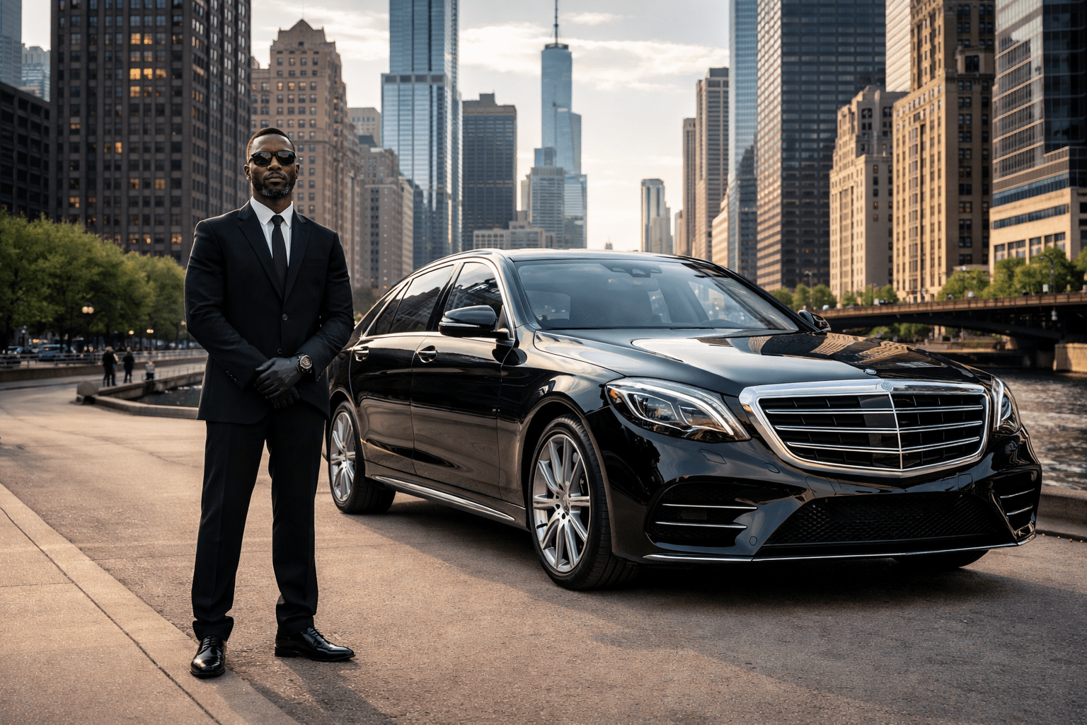 luxury private chauffeur service in Chicago with premium car