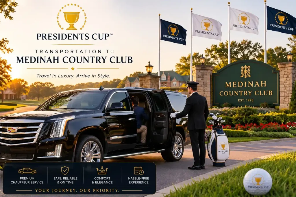 Presidents Cup transportation to Medinah Country Club with luxury chauffeur service